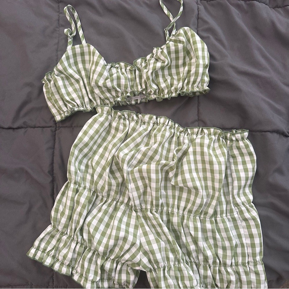 Light Green Gingham Two Piece